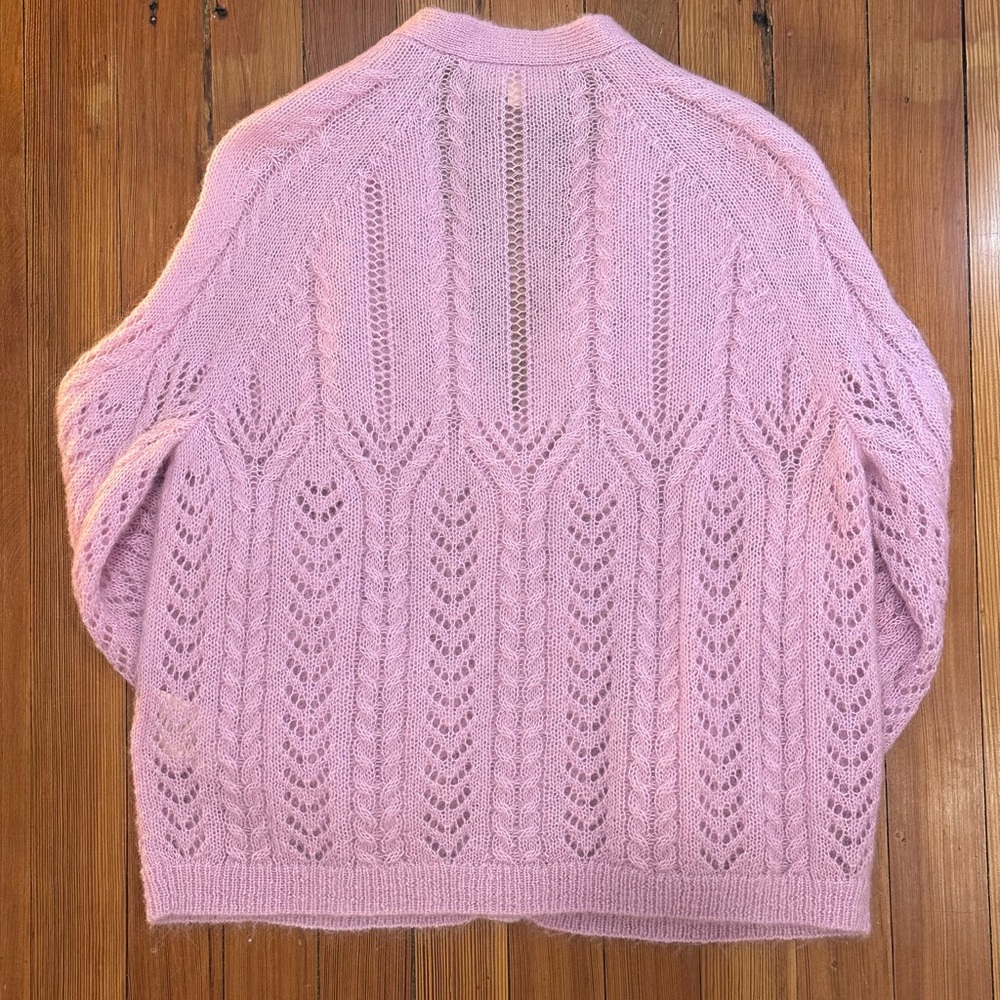 Sezane Lilac Openwork Knit Cardigan - Picture 7 of 9
